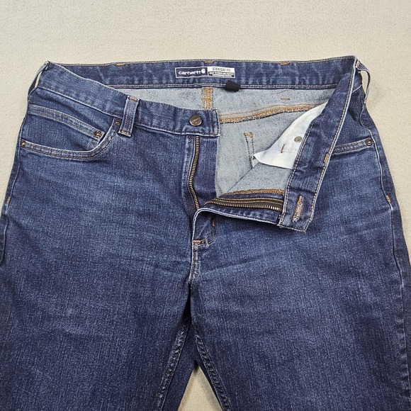Carhartt Jeans Mens 36x32 Blue Straight Fit Workwear Denim Classic - Picture 4 of 11